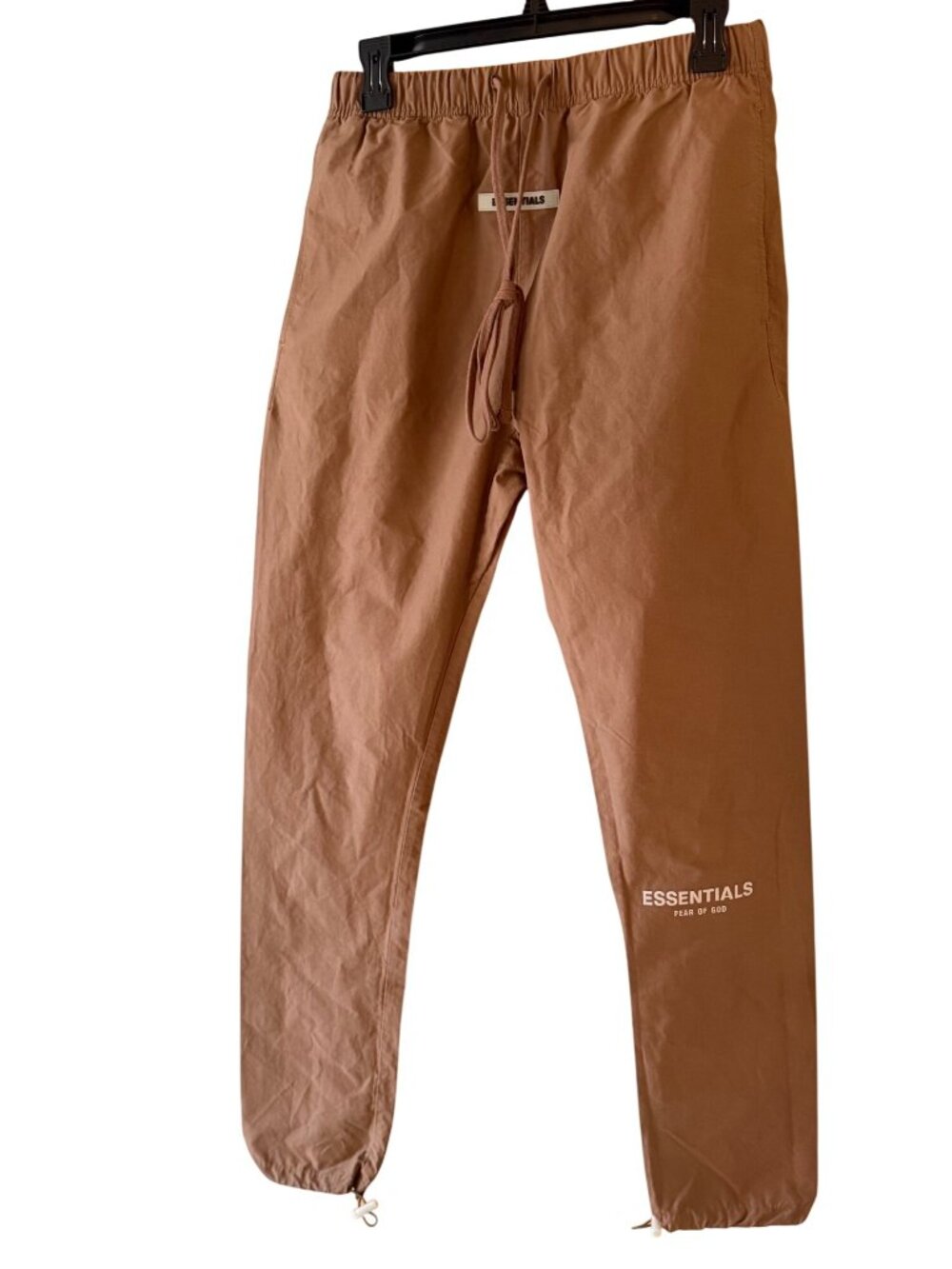 Fear of God Essentials Unisex Adjustable Cuffs Track Pants Size S Tan Athleisure